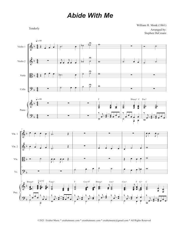 Abide With Me (String Quartet and Piano) (arr. Stephen DeCesare)