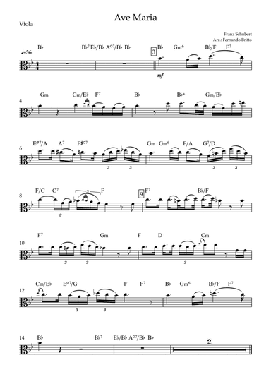 Ave Maria (Franz Schubert) for Viola Solo with Chords (arr. Fernando Britto)