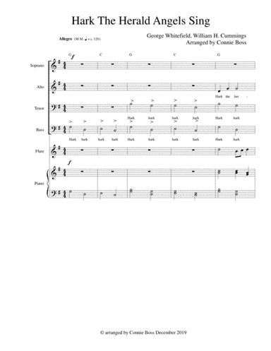 Hark the Herald Angels Sing -  SATB with optional instruments piano (arr. Connie Boss)