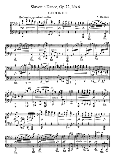 Dvorak Slavonic Dance, Op.72, No.6, for piano duet, PD896 (arr. Fukuhara)