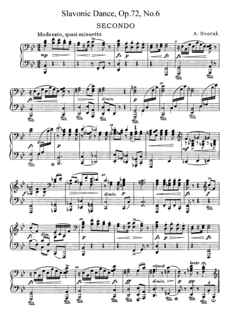 Dvorak Slavonic Dance, Op.72, No.6, for piano duet, PD896 (arr. Fukuhara)