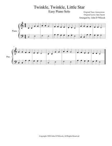 Twinkle, Twinkle, Little Star (arr. John D Wilcock)