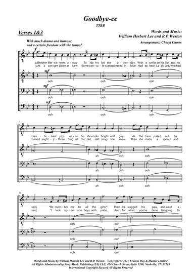 Goodbye-ee (arr. Cheryl Camm)