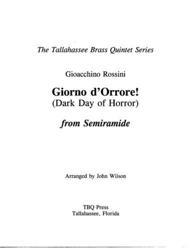 Giorno d'Orrore! (Dark Day of Horror) from Semiramide (arr. John Wilson)