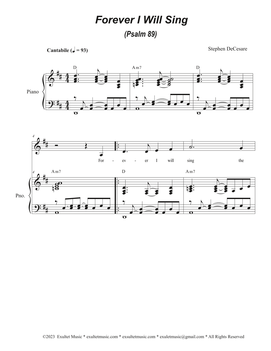 Forever I Will Sing (Psalm 89) (Unison choir)