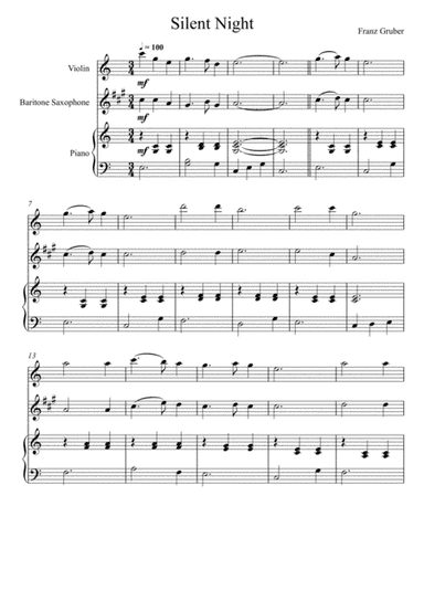 Franz Gruber - Silent Night (Violin and Baritone Saxophone Duet) (arr. André Laitano)