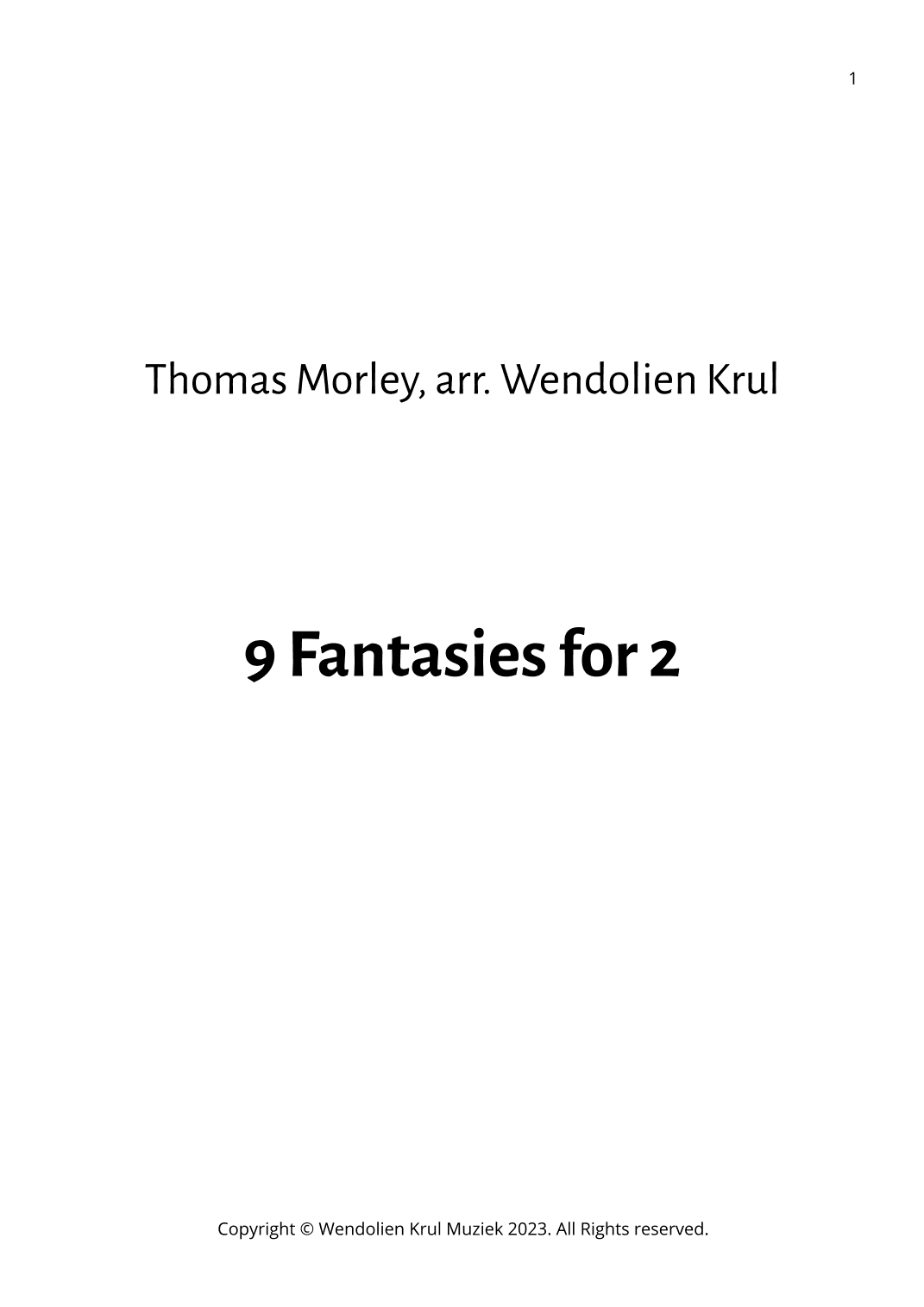 Il Doloroso (from "9 Fantasies for 2") (arr. Wendolien Krul)