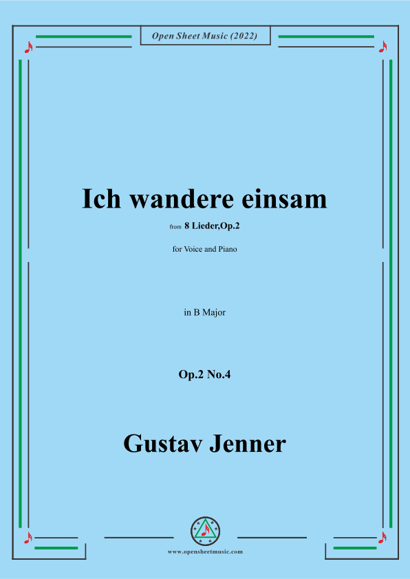 Jenner-Ich wandere einsam,in B Major,Op.2 No.4 (arr. OSM Press)