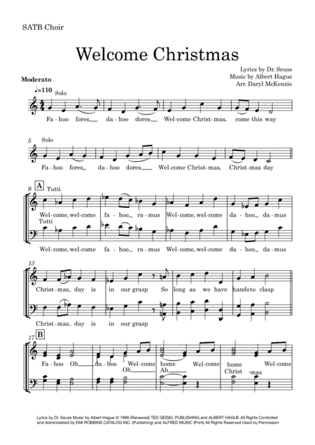 Welcome Christmas (arr. Daryl McKenzie)