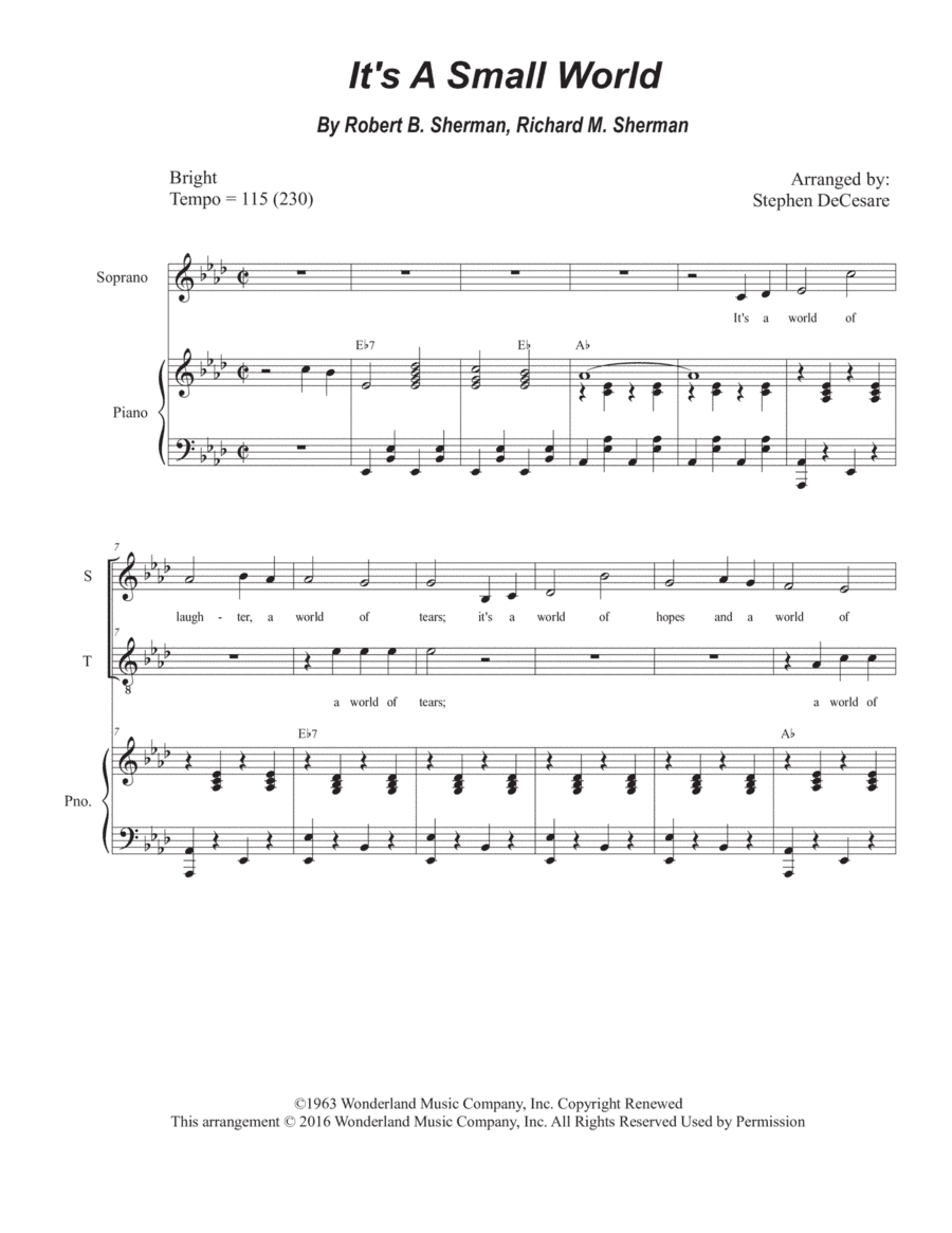 It's A Small World (arr. Stephen DeCesare)