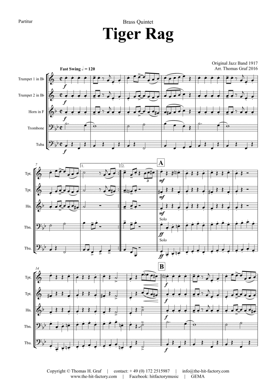 Tiger Rag - Jazz Classic - Brass Quintet (arr. Thomas Graf)