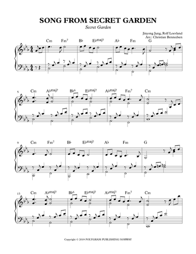 Song From A Secret Garden (korean Version) (arr. Christian Bennedsen)