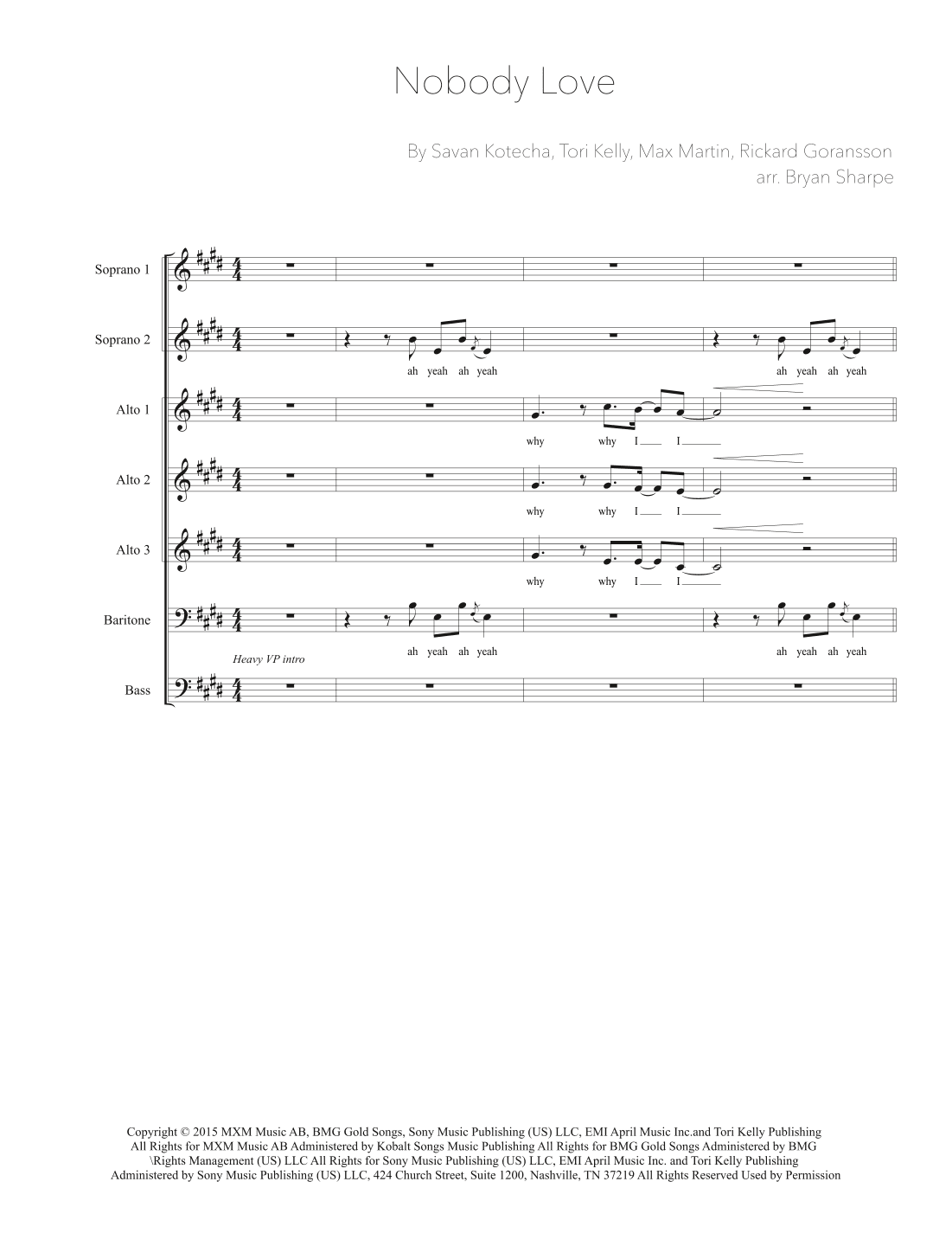 Nobody Love (arr. Bryan Sharpe)