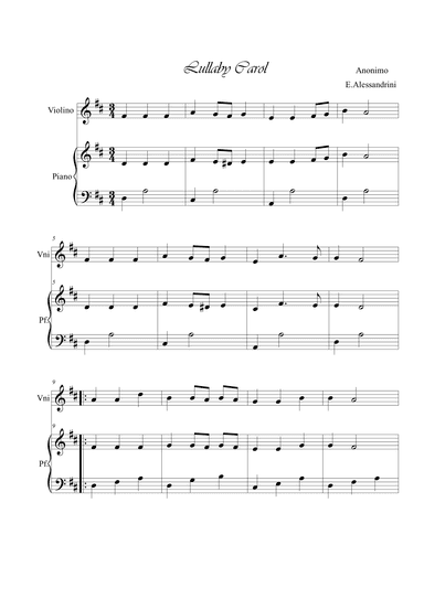 Lullaby Carol. Violin and piano duo (arr. Ester Alessandrini)