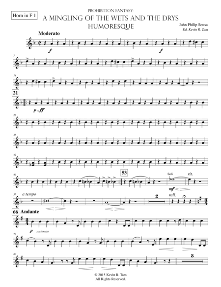 A Mingling of the Wets and the Drys - A Humoresque - Brass and Percussion Parts (arr. Kevin R. Tam)
