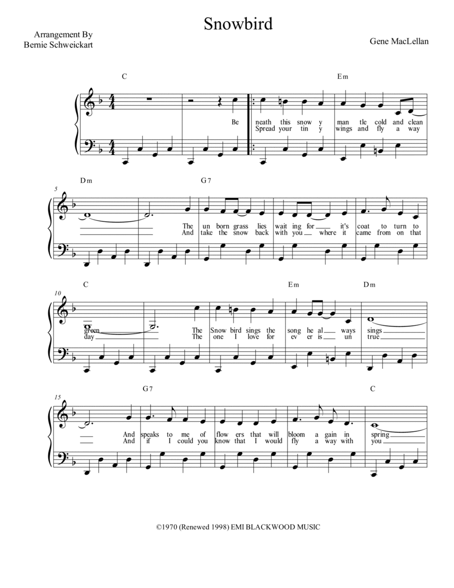 Snowbird (arr. Bernie Schweickart)