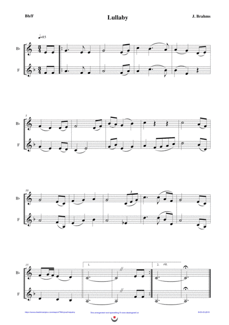 Lullaby (easy brass duet Nb. 9 - Bb/F) (arr. Josef Štastný)