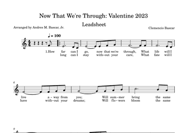 Now That We're Through: Leadsheet