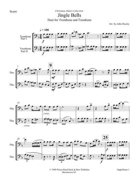 Jingle Bells- duet trombone and trombone (arr. John Hoesly)