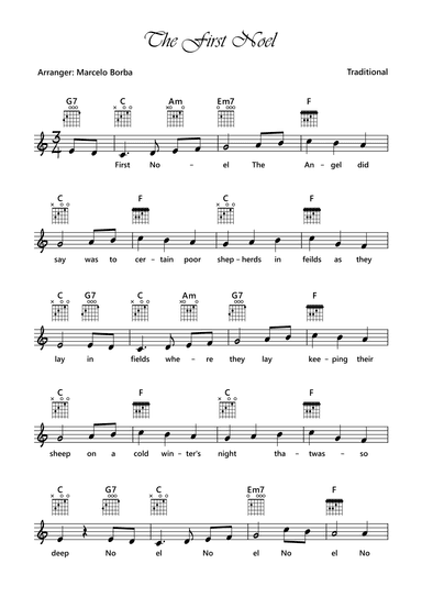 The First Noel (Guitar Leadsheet) (arr. Marcelo Borba)