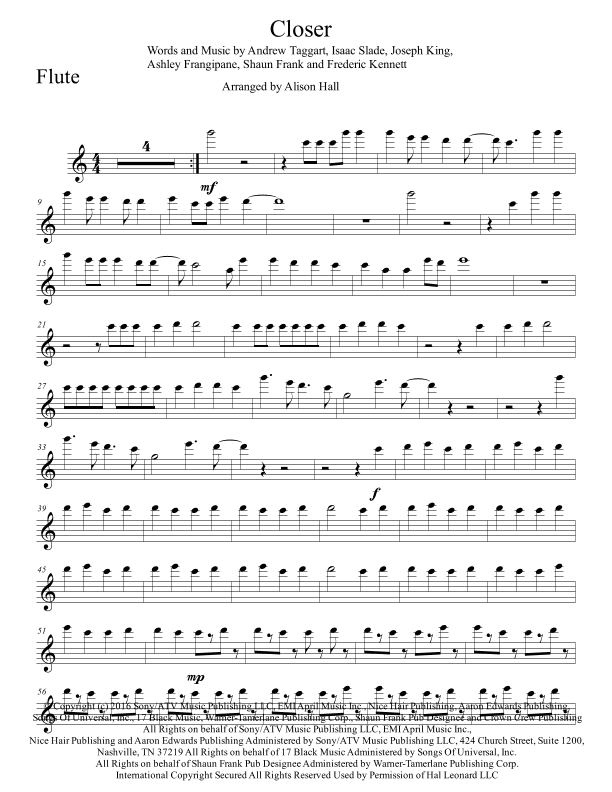 Closer (arr. Alison Hall)