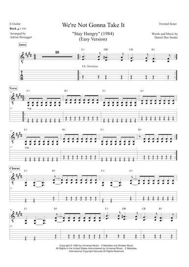 We're Not Gonna Take It (arr. Adrian Bissegger)