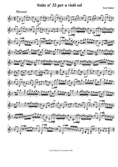 Menuet for violin solo baroque suite nº 32