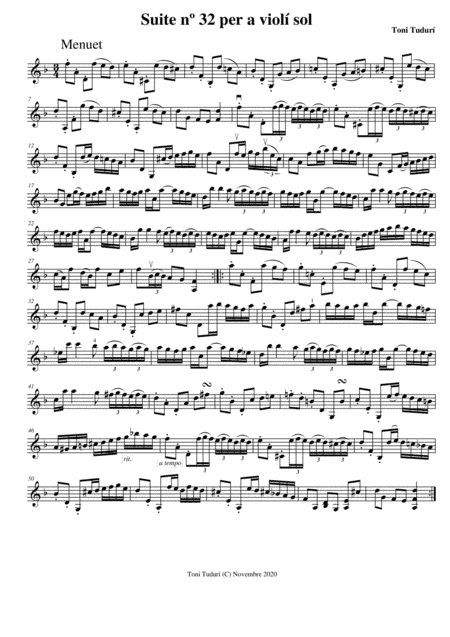Menuet for violin solo baroque suite nº 32