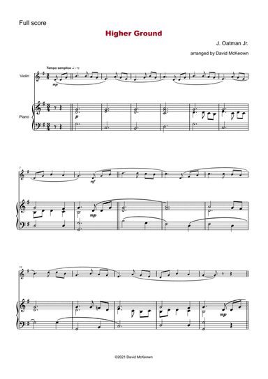 Higher Ground, Gospel Hymn for Violin and Piano (arr. David McKeown)