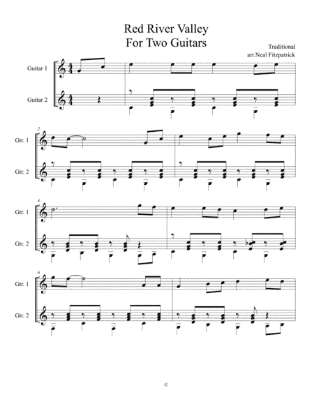 Red River Valley For Two Guitars (arr. Neal Fitzpatrick)