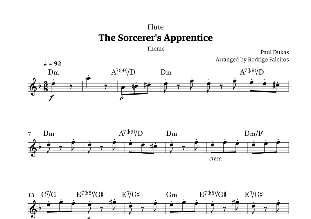 The Sorcerer's Apprentice theme (arr. Rodrigo Faleiros)