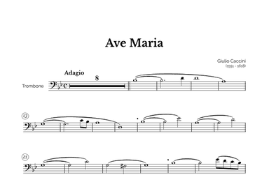 Ave Maria (Giulio Caccini) for Intermediate Trombone (arr. Marcos Soares)