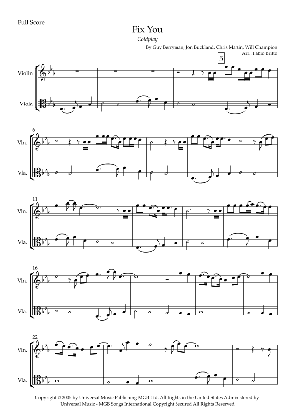Fix You (arr. Fabio Britto)