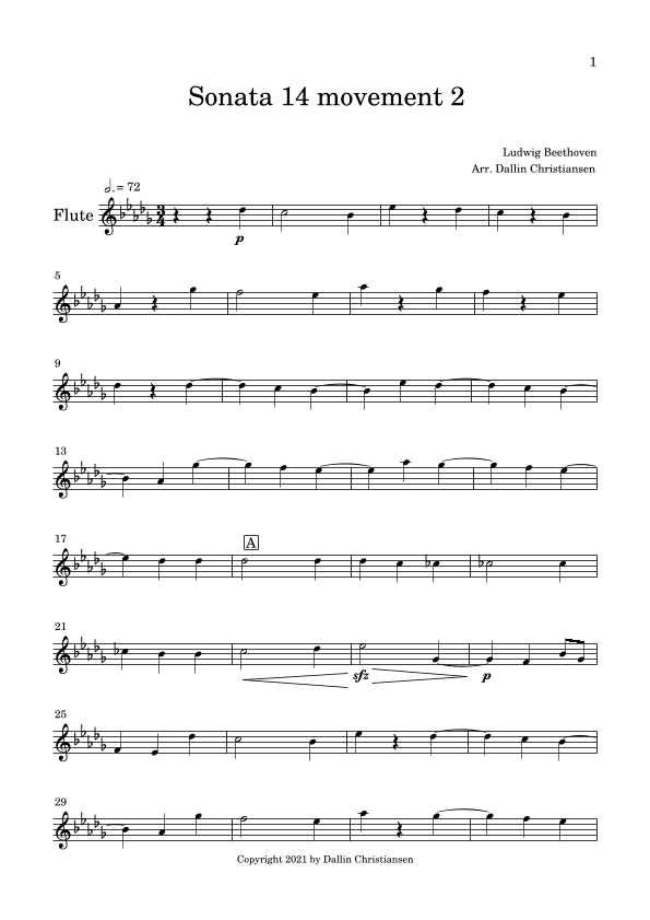 Beethoven Moonlight Sonata Movement Two (arr. Dallin Christiansen)