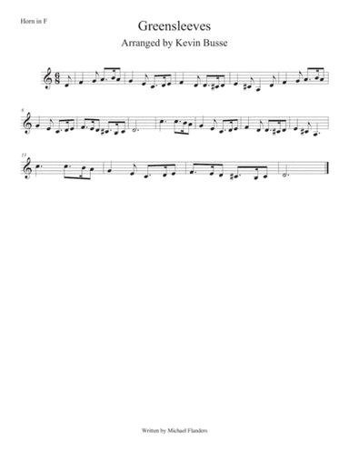 Greensleeves (Easy key of C) Horn in F (arr. Kevin Busse)