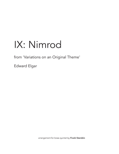 Nimrod for Brass Quintet (arr. Frank Starobin)