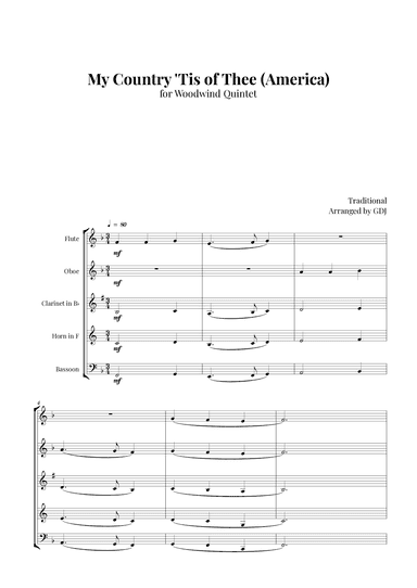 My Country 'Tis of Thee (America) (arr. GDJ)