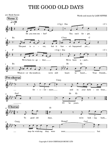 The Good Old Days (arr. Heidi Savoie)