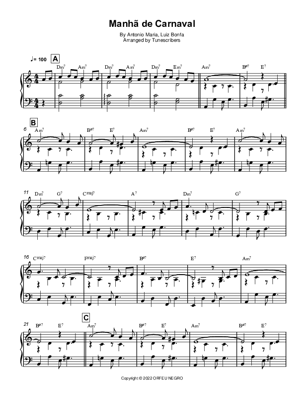 Manhã de Carnaval (arr. Tunescribers)