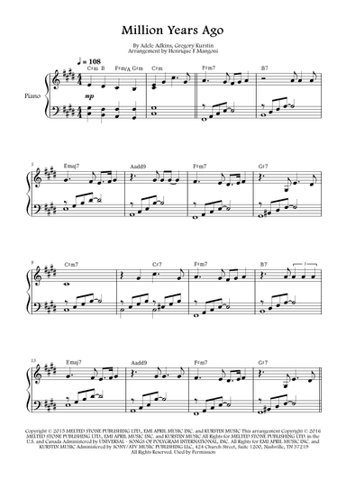 Million Years Ago (arr. Henrique F Mangoni)