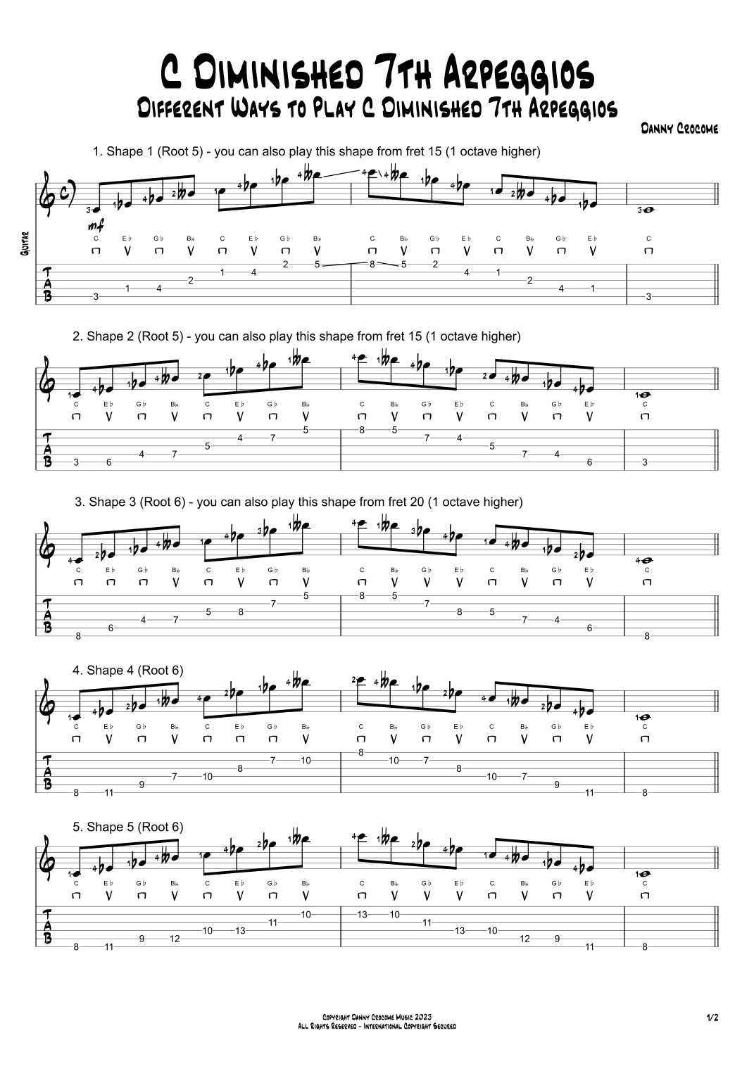 C Diminished 7th Arpeggios (5 Ways to Play)
