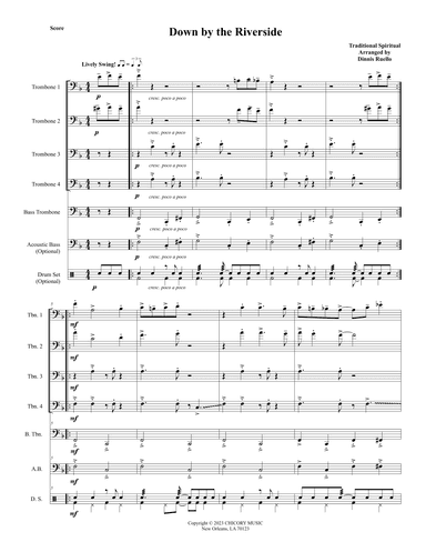 Down by the Riverside - Trombone Quintet / Choir arranged in Trad. New Orleans Brass Band Style (arr. Dennis Ruello)