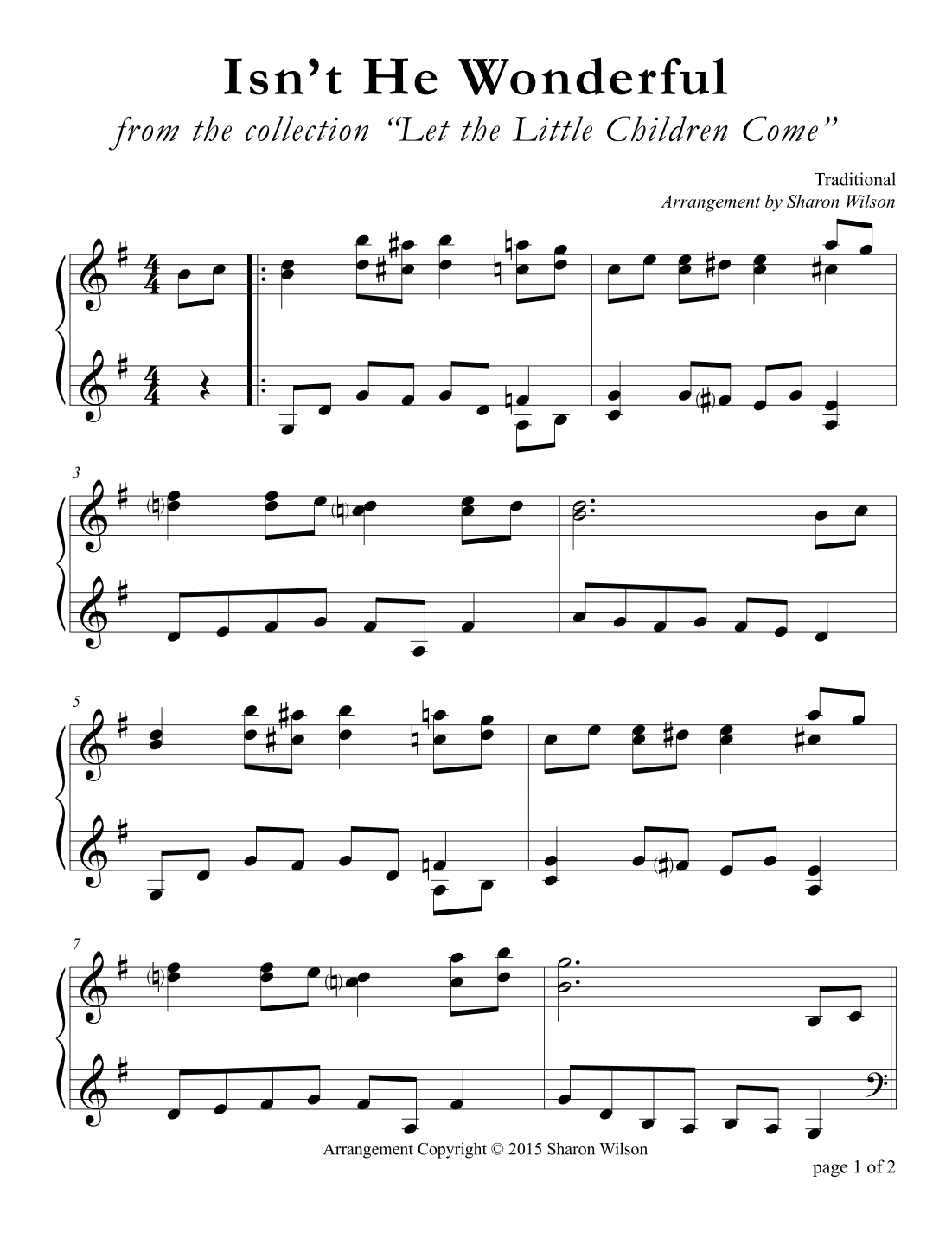 Isn’t He Wonderful (arr. Sharon Wilson)