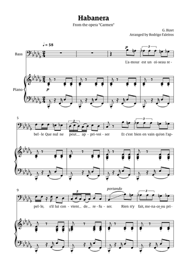 Habanera (for bass - Bb minor/major) (arr. Rodrigo Faleiros)