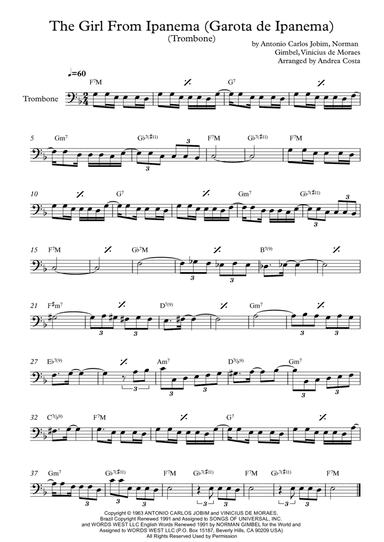 The Girl From Ipanema (garôta De Ipanema) (arr. Andrea Costa)
