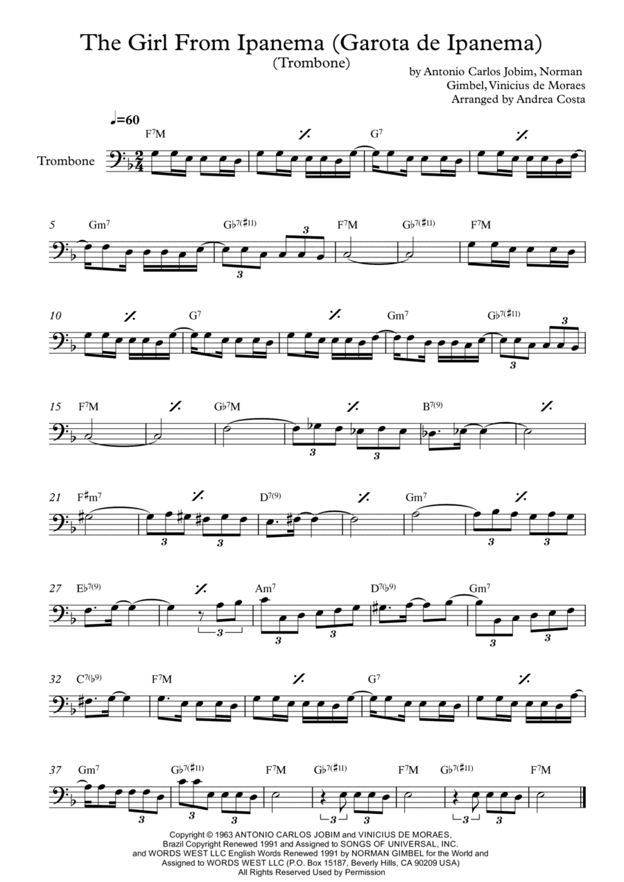 The Girl From Ipanema (garôta De Ipanema) (arr. Andrea Costa)