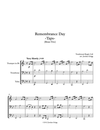 Remembrance Day. 'Taps' (Brass Trio) (arr. Jordan Grigg)