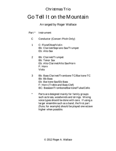 Go Tell It on the Mountain (Clarinet Trio) (arr. Roger Wallace)