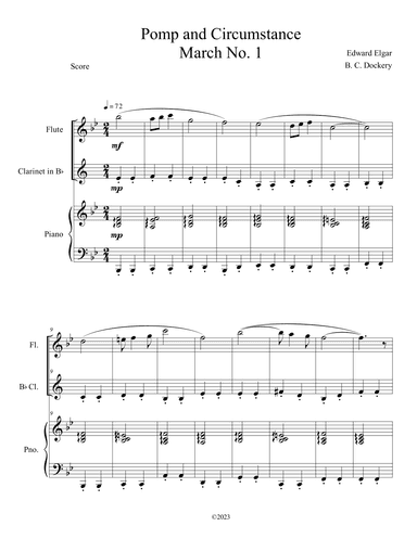 Pomp and Circumstance (Flute and Clarinet Duet with Piano Accompaniment) (arr. B. C. Dockery)