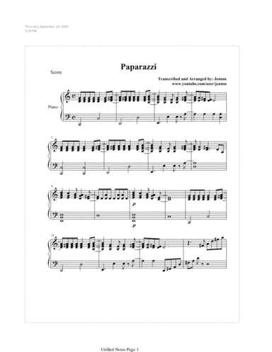 Paparazzi (arr. Jenton Lee)